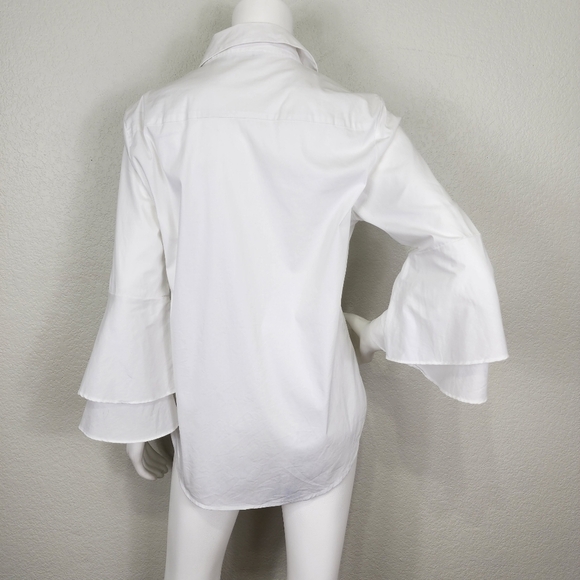NWT Calvin Klein White Button Down Bell Half Sleeve Top Size Large - Picture 5 of 11